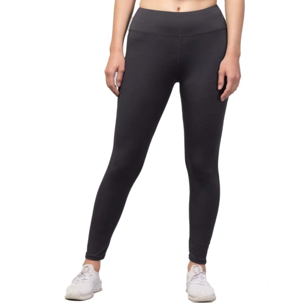 Women's Polyester Solid Ankle Length High-Rise Tights (Grey) - L