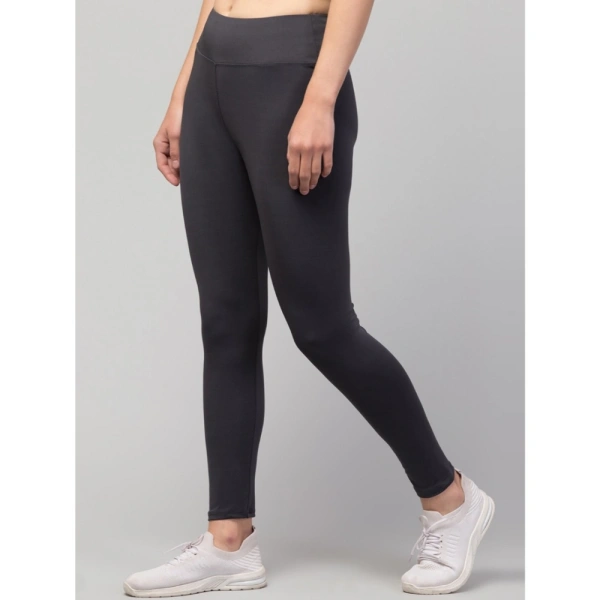 Women's Polyester Solid Ankle Length High-Rise Tights (Grey) - L