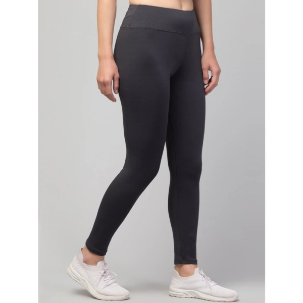 Women's Polyester Solid Ankle Length High-Rise Tights (Grey) - L