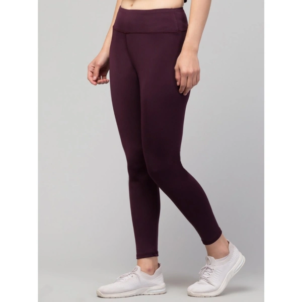 Women's Polyester Solid Ankle Length High-Rise Tights (Purple) - L