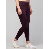 Women's Polyester Solid Ankle Length High-Rise Tights (Purple) - L