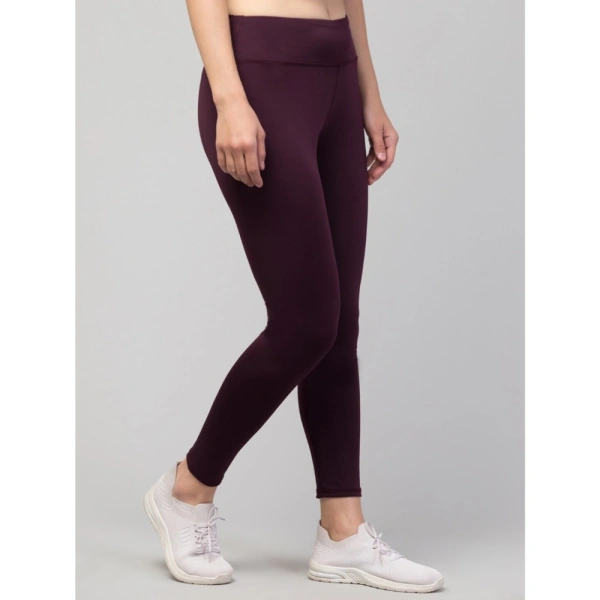Women's Polyester Solid Ankle Length High-Rise Tights (Purple) - L