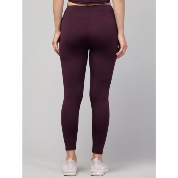 Women's Polyester Solid Ankle Length High-Rise Tights (Purple) - L
