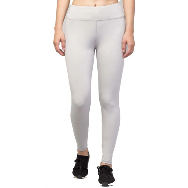 Women's Polyester Solid Ankle Length High-Rise Tights (Light Grey) - 2XL