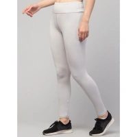Women's Polyester Solid Ankle Length High-Rise Tights (Light Grey) - 2XL