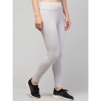 Women's Polyester Solid Ankle Length High-Rise Tights (Light Grey) - 2XL