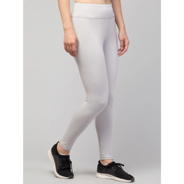 Women's Polyester Solid Ankle Length High-Rise Tights (Light Grey) - 2XL