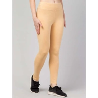 Women's Polyester Solid Ankle Length High-Rise Tights (Beige) - 2XL