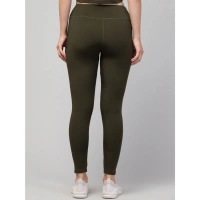 Women's Polyester Solid Ankle Length High-Rise Tights (Olive) - L