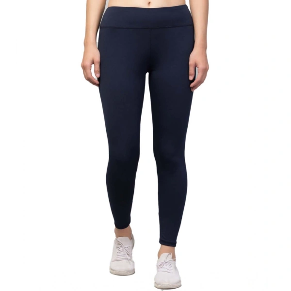 Women's Polyester Solid Ankle Length High-Rise Tights (Navy) - 2XL