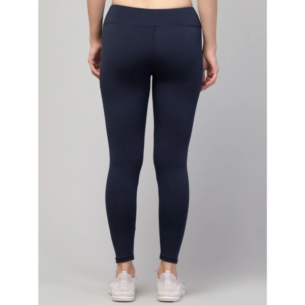 Women's Polyester Solid Ankle Length High-Rise Tights (Navy) - 2XL