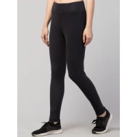 Women's Polyester Solid Ankle Length High-Rise Tights (Black) - S