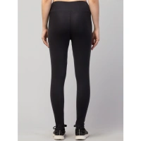 Women's Polyester Solid Ankle Length High-Rise Tights (Black) - S
