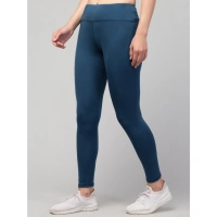 Women's Polyester Solid Ankle Length High-Rise Tights (Teal) - M
