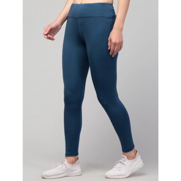Women's Polyester Solid Ankle Length High-Rise Tights (Teal) - M