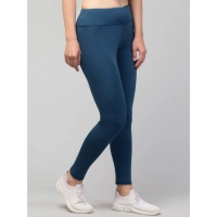 Women's Polyester Solid Ankle Length High-Rise Tights (Teal) - M