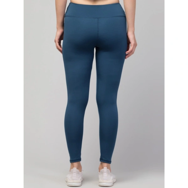 Women's Polyester Solid Ankle Length High-Rise Tights (Teal) - M