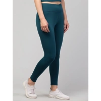 Women's Polyester Solid Ankle Length High-Rise Tights (Green) - L