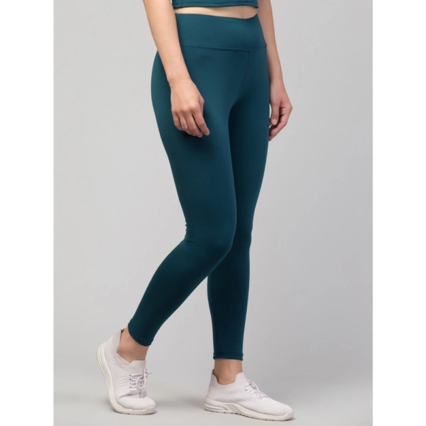Women's Polyester Solid Ankle Length High-Rise Tights (Green) - L