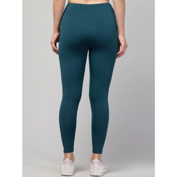 Women's Polyester Solid Ankle Length High-Rise Tights (Green) - L