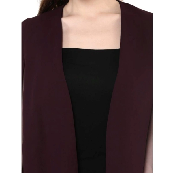Women's Polyester Solid Cape Sleeve Blazer (Wine) - L