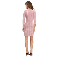 Women's Polyester Solid High Neck Full Sleeve Dresses (Peach) - L
