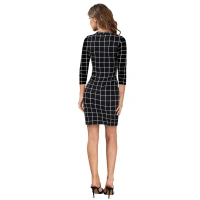 Women's Polyester Solid High Neck Full Sleeve Dresses (Black) - M