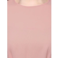 Women's Polyester Solid Long Sleeves Regular Top (Pink) - XL