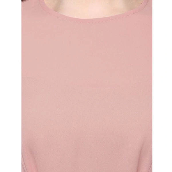 Women's Polyester Solid Long Sleeves Regular Top (Pink) - XL