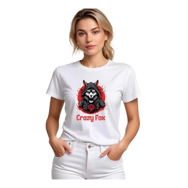 Women's Polyester Solid Printed Round Neck Half Sleeve T-shirt (White) - L