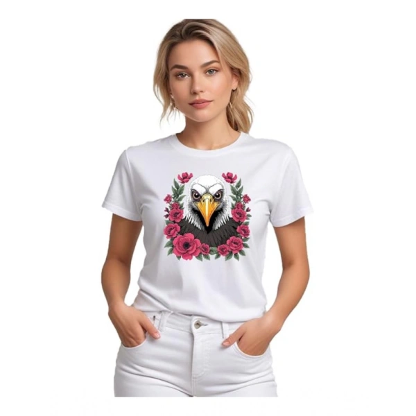 Women's Polyester Solid Printed Round Neck Half Sleeve T-shirt (White) - L