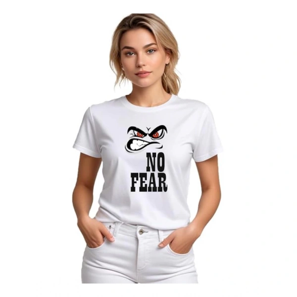 Women's Polyester Solid Printed Round Neck Half Sleeve T-shirt (White) - L