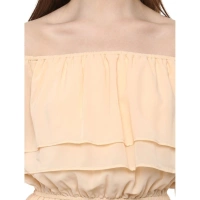 Women's Polyester Solid Sleeveless Knee-Length Dress (Beige) - L