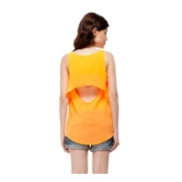 Women's Polyester Solid Sleeveless Regular Top (Orange) - L