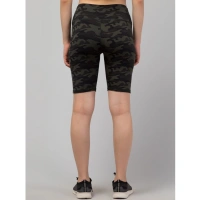 Women's Polyester Spandex Printed Above Knee High Rise Slip On Shorts (Black) - M