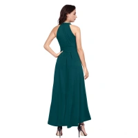 Women's Polyster Solid Helter Neck Sleeveless Dresses (Morpichh) - L