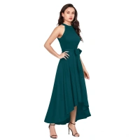 Women's Polyster Solid Helter Neck Sleeveless Dresses (Morpichh) - L