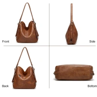 Shopnav Women's PU Leather Medium Shoulder Zipper Handbag (Brown) - Brown