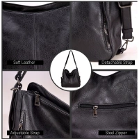 Shopnav Women's PU Leather Medium Shoulder Zipper Handbag (Black) - Black