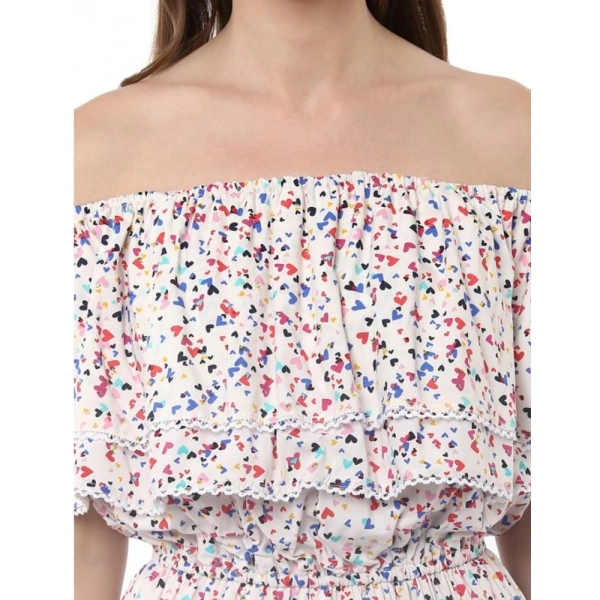 Women's Rayon Floral Half Sleeve Above Knee Dress (Multicolor) - S