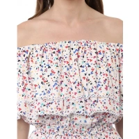 Women's Rayon Floral Half Sleeve Above Knee Dress (Multicolor) - S