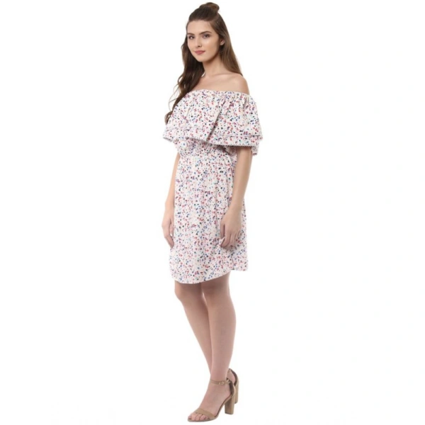 Women's Rayon Floral Half Sleeve Above Knee Dress (Multicolor) - S