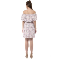 Women's Rayon Floral Half Sleeve Above Knee Dress (Multicolor) - S