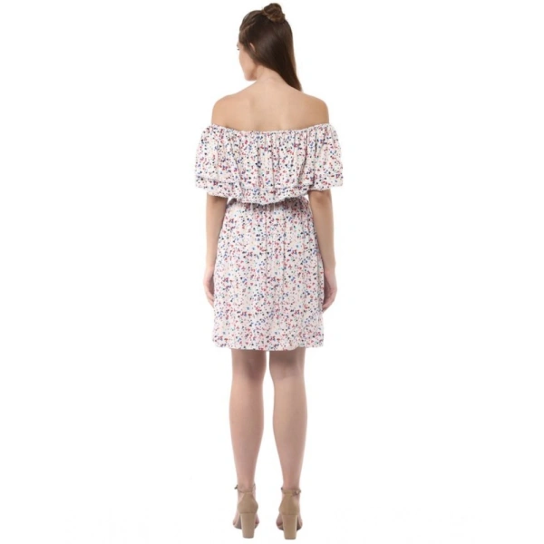 Women's Rayon Floral Half Sleeve Above Knee Dress (Multicolor) - S