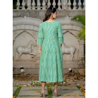 Women's Rayon Print With Embroidery Work A-Line Kurti (Rama) - L