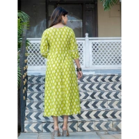 Women's Rayon Print With Embroidery Work A-Line Kurti (Parrot) - 2XL