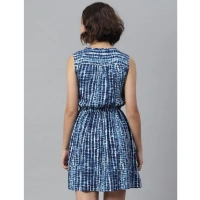 Women's Rayon Tie & Dye Sleeveless Above Knee Dress (Blue) - XL