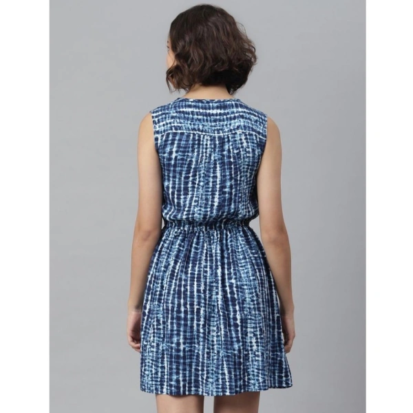 Women's Rayon Tie & Dye Sleeveless Above Knee Dress (Blue) - XL
