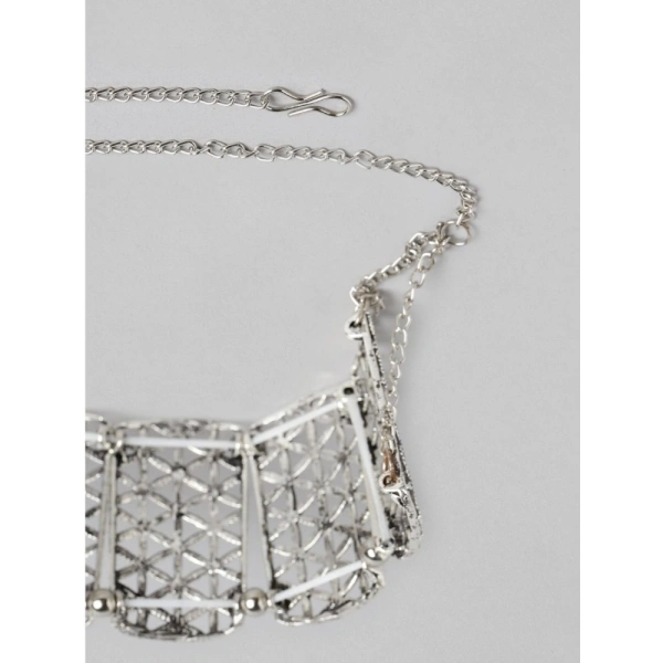 Shopnav Women's Rose Gold Plated Alloy Choker (Silver) - Silver