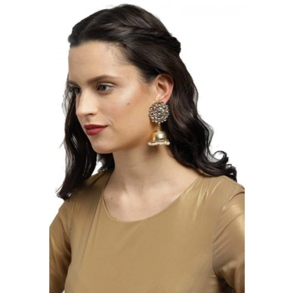 Shopnav Women's Rose Gold Plated Alloy Earrings (White) - White